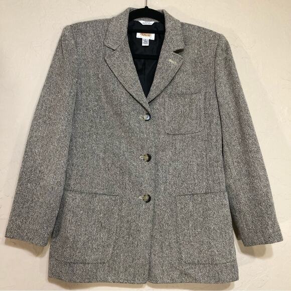 Talbots Jackets & Blazers - Talbots Petites women’s black/gray three button blazer jacket Italian fabric 6
